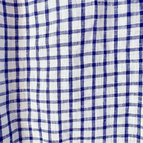 The Company Store Linen Blue White Check Tunic Shirt Pocket Dress Coastal L NEW - Picture 14 of 15